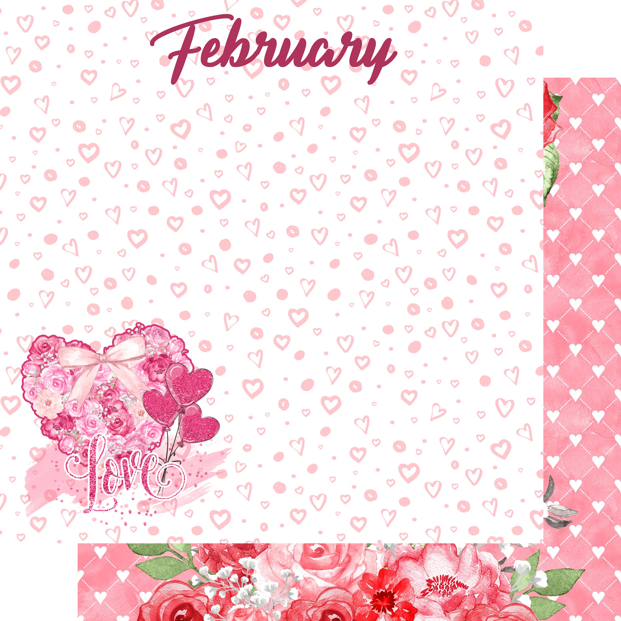 Calendar Memories Collection February 12 x 12 Double-Sided Scrapbook Paper by SSC Designs