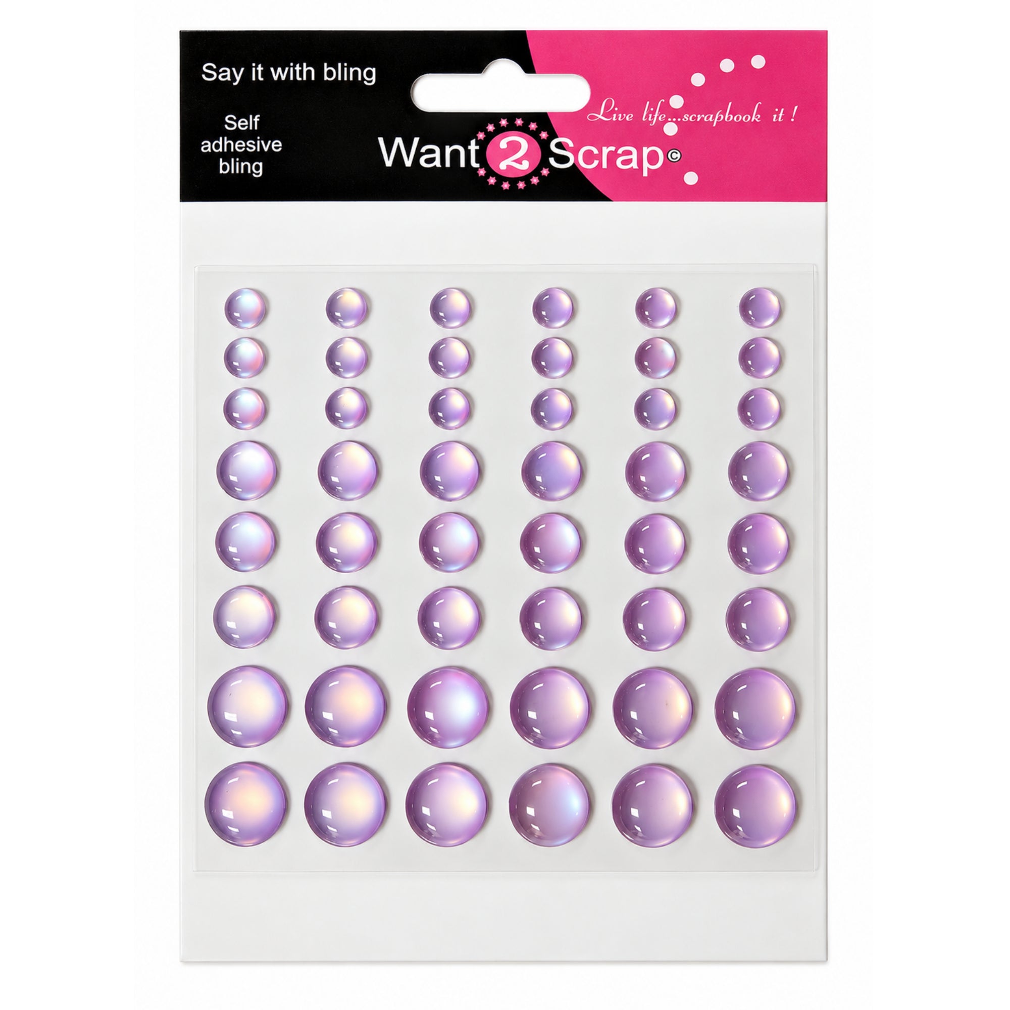 Say It With Bling Collection Translucent Lavender Dew Drops Self-Adhesive Scrapbook Bling by Want 2 Scrap - 48 Count
