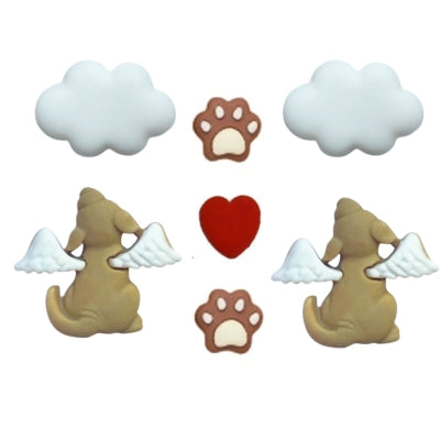 Dog Pawprints in Heaven Buttons by Shelly's Buttons - 7 Pieces
