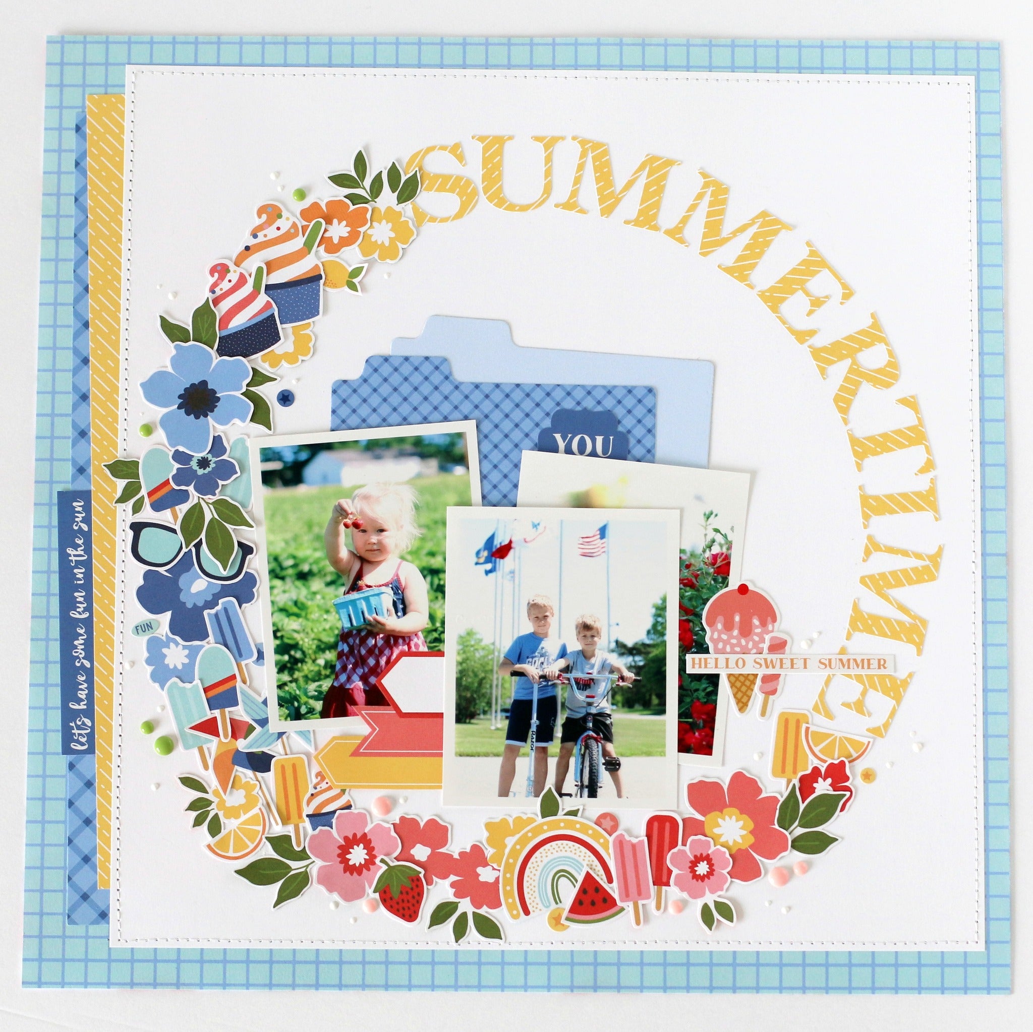 My Favorite Summer 12 x 12 Scrapbook Paper & Sticker Kit by Echo Park Paper - 13 Pieces