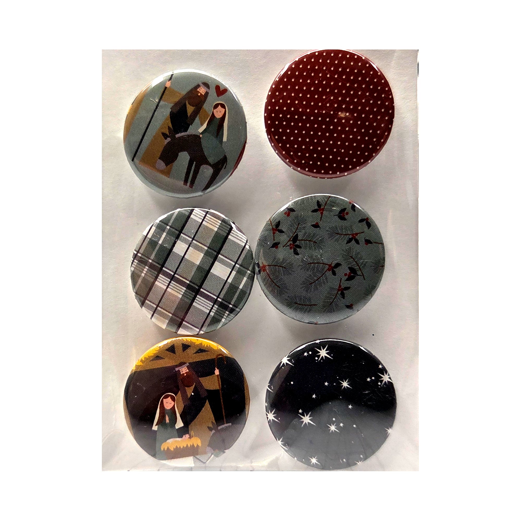 Button Bubbles Collection  Nativity 1" Decorative, Self-Adhesive Scrapbook Button Embellishments by Marla - 6 Pieces