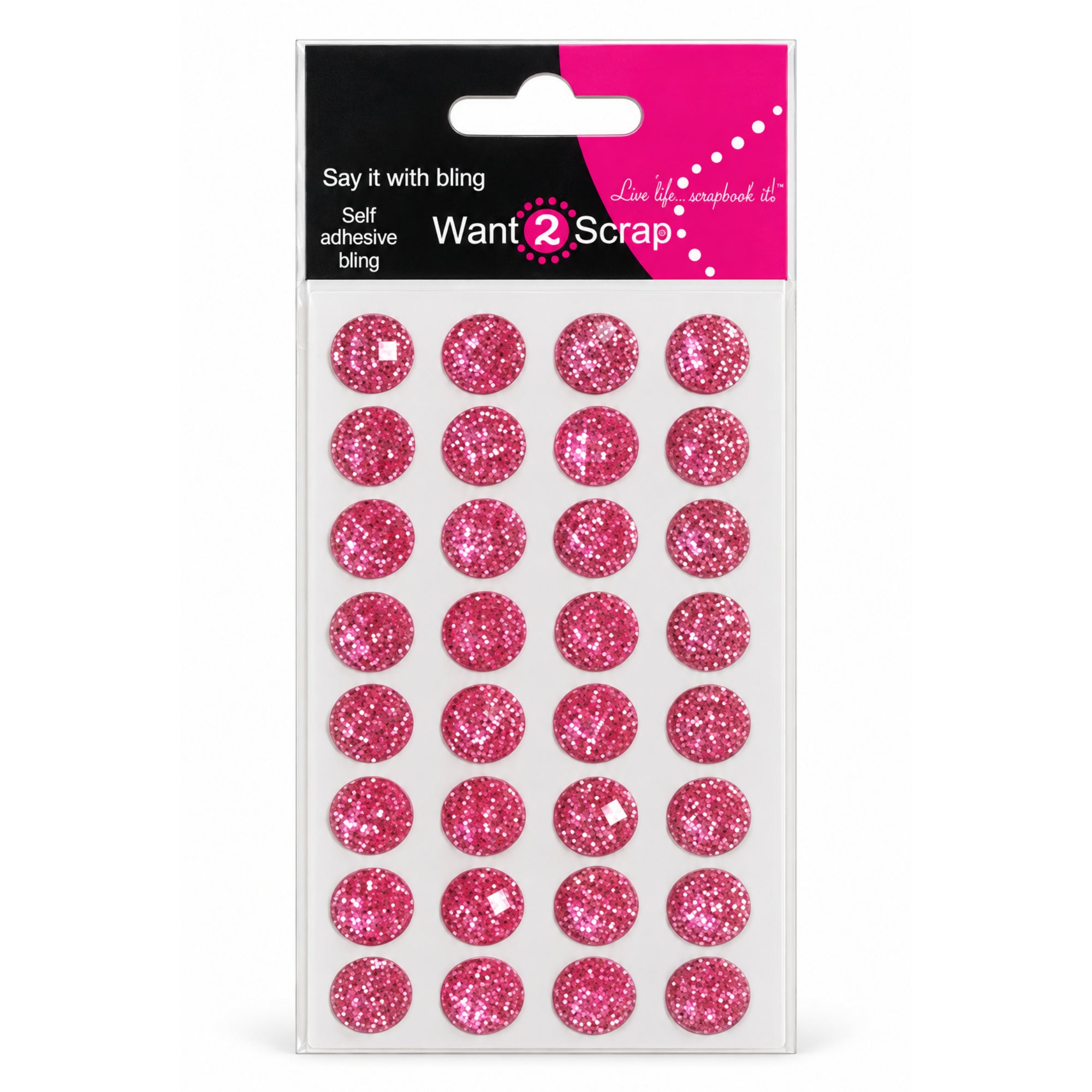 Say It With Bling Collection 10mm Perfectly Pink Iced Diamonds by Want 2 Scrap - 32 Pieces