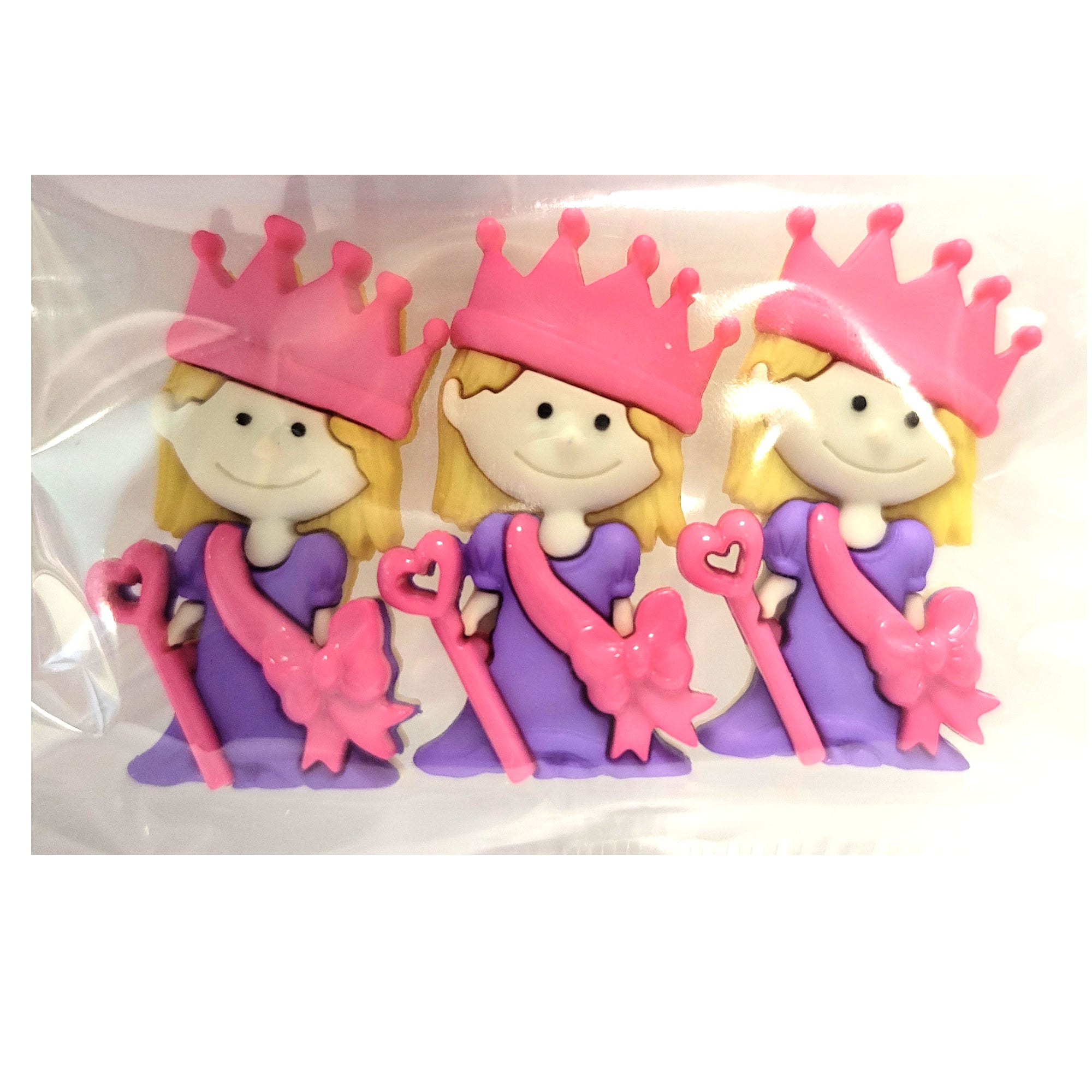 Dress It Up Collection Pink & Purple Princess Scrapbook Buttons by Jesse James Buttons - 3 pieces