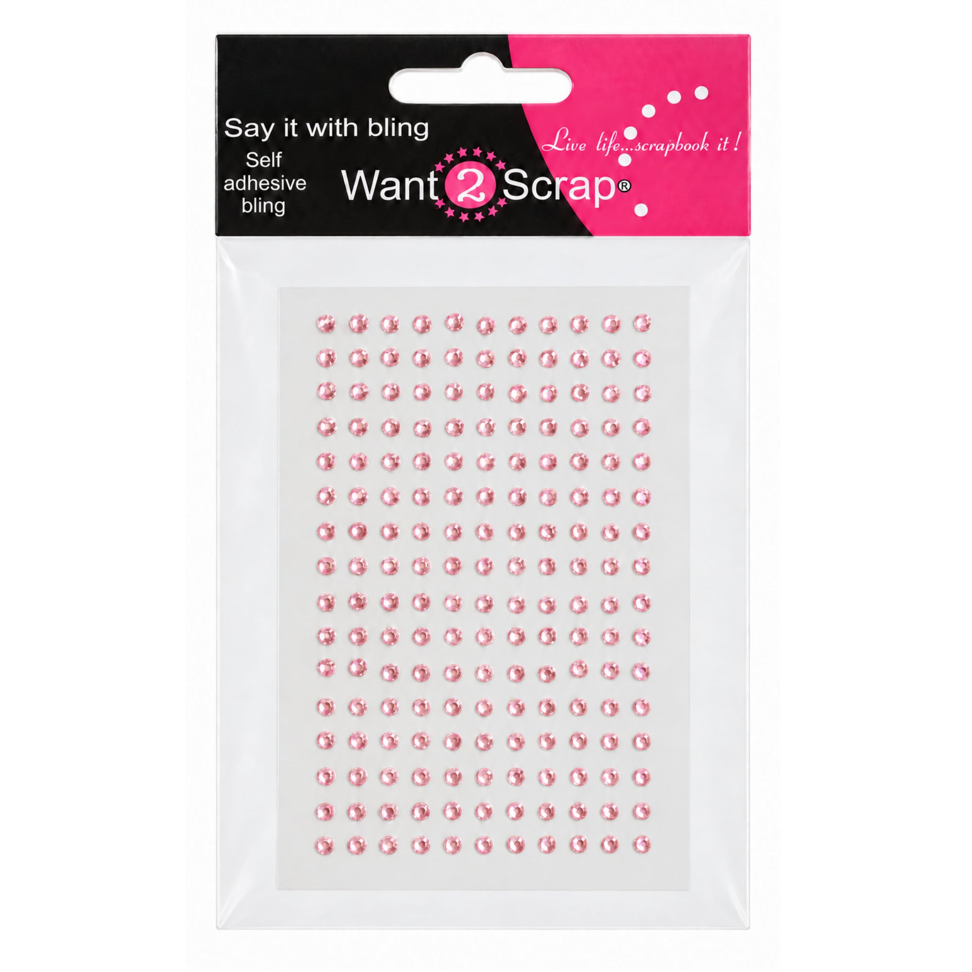 Say It With Bling Collection Self-Adhesive Teeny Tiny Baby Pink Rhinestone Scrapbook Bling by Want 2 Scrap - 176 Count