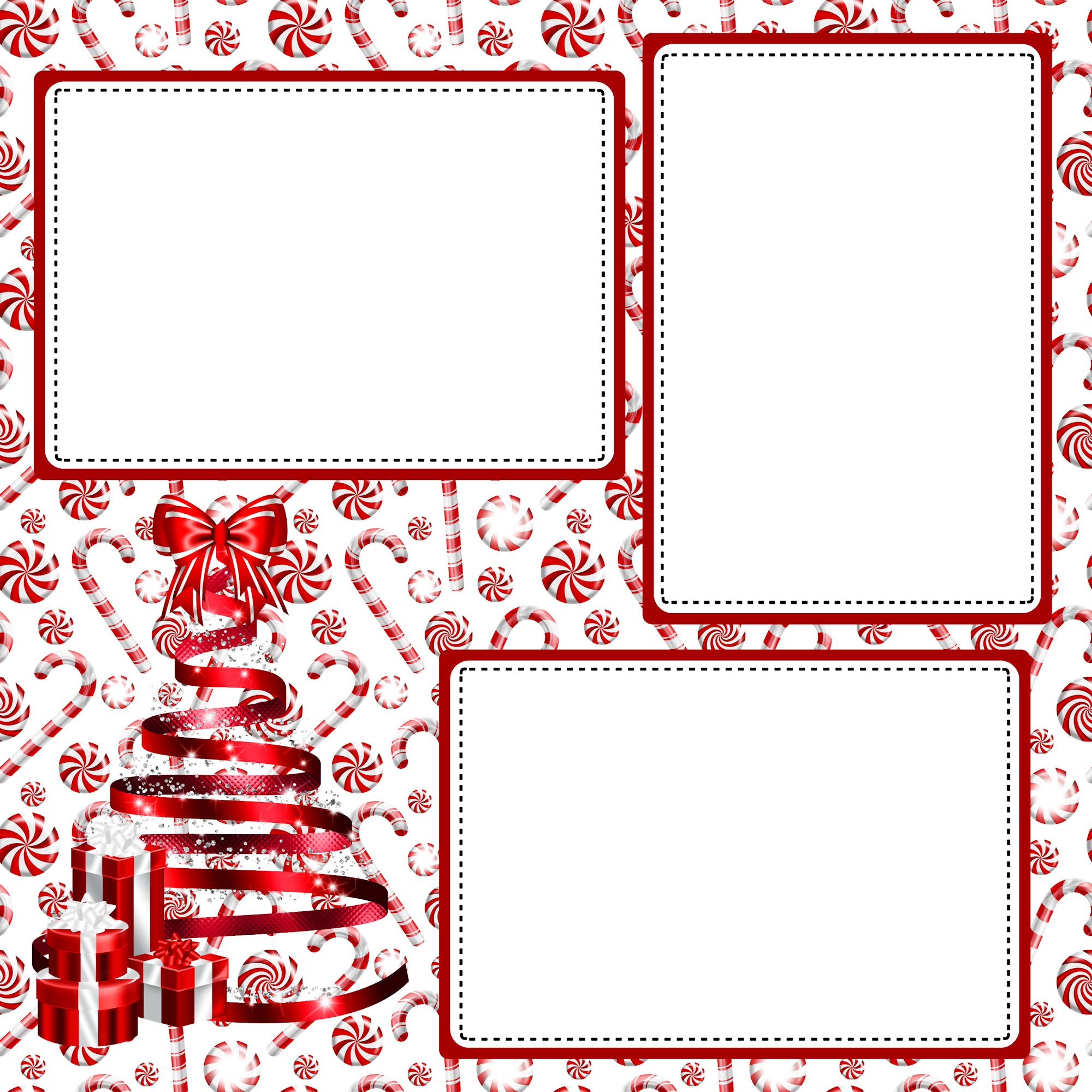 Peppermint Christmas **Custom Year** (2) - 12 x 12 Premade, Printed Scrapbook Pages by SSC Designs