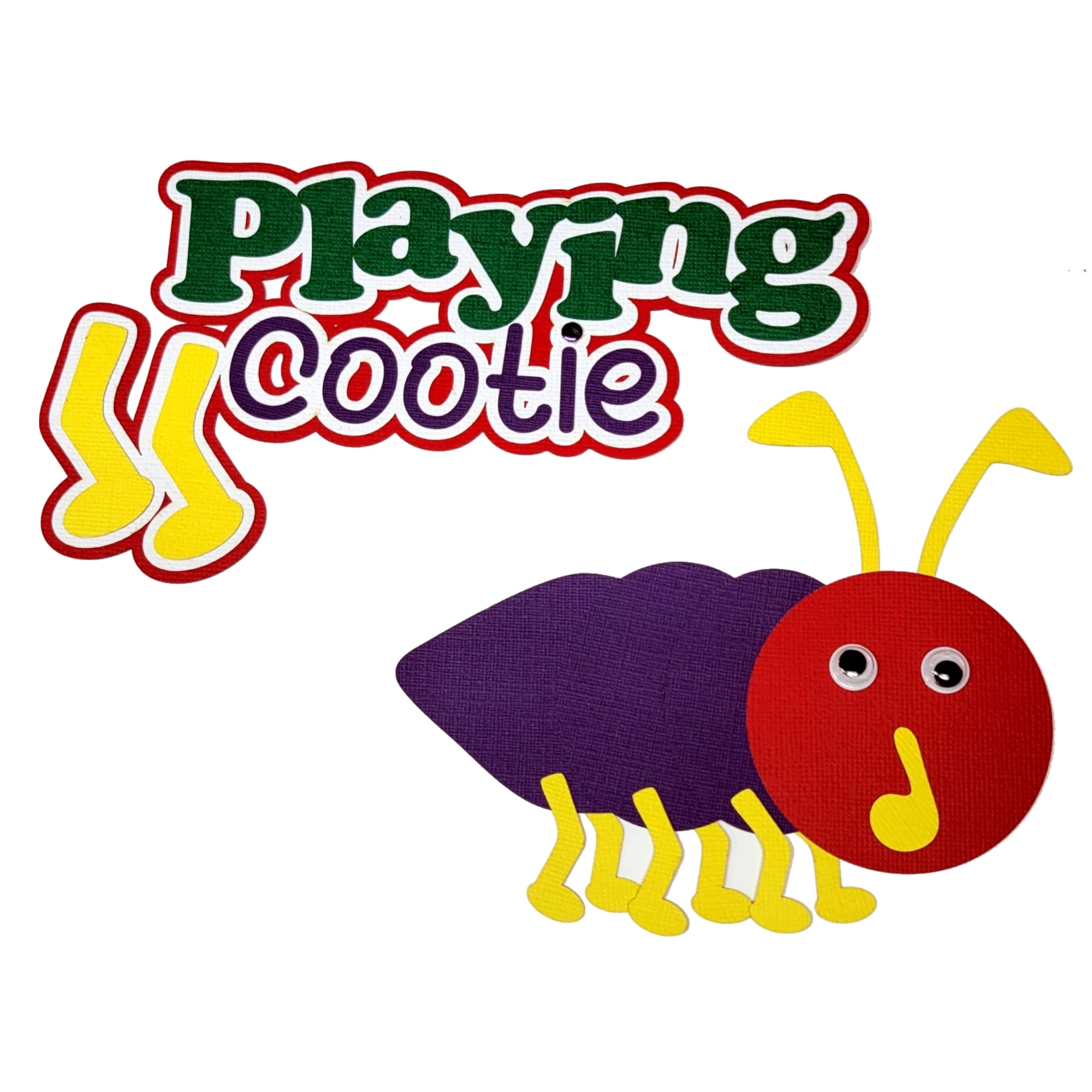 Playing Cootie Title 6 x 8  Fully-Assembled Laser Cut Scrapbook Embellishment by SSC Laser Designs