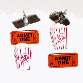 Movie Time Collection Popcorn & Tickets Scrapbook Brads by Eyelet Outlet - Pkg. of 12