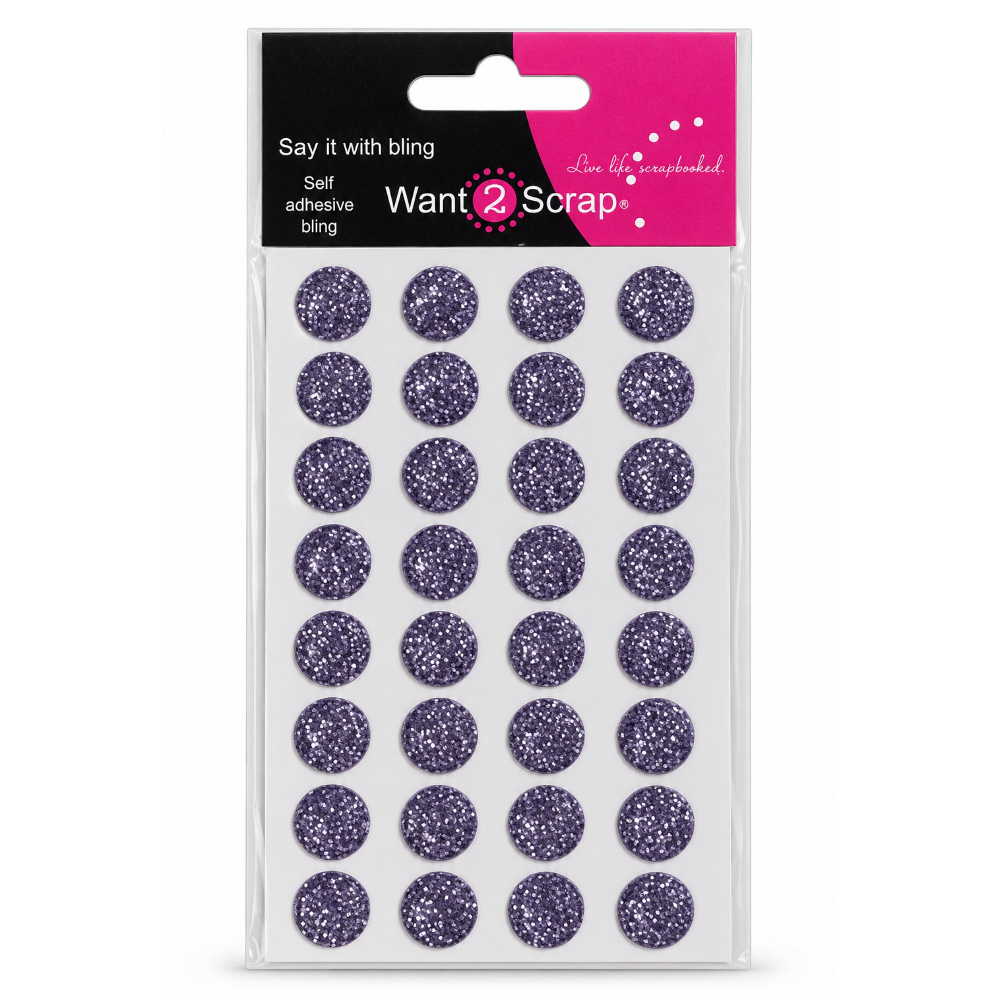 Say It With Bling Collection 10mm Halloween Purple Iced Diamonds by Want 2 Scrap - 32 Pieces