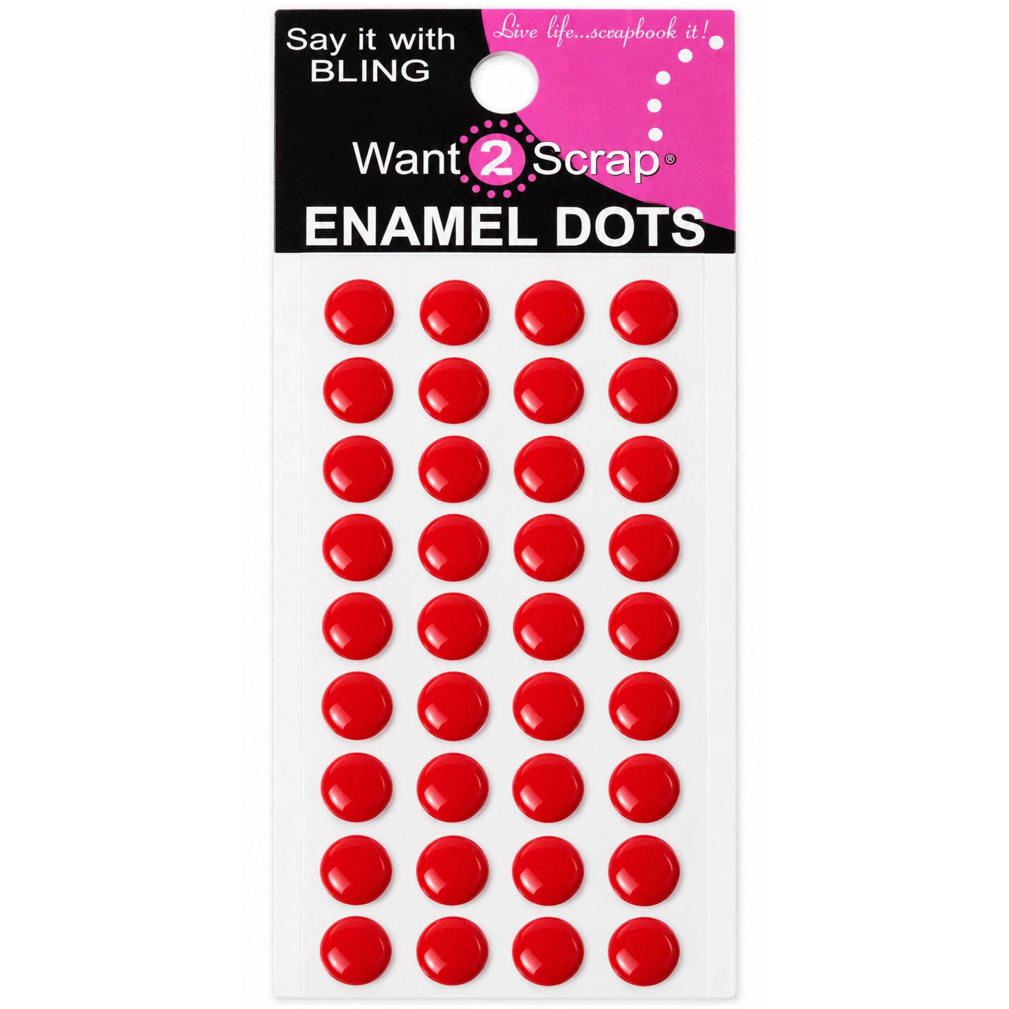 Say It With Bling Collection Red Enamel Dots Self-Adhesive Scrapbook Bling by Want 2 Scrap