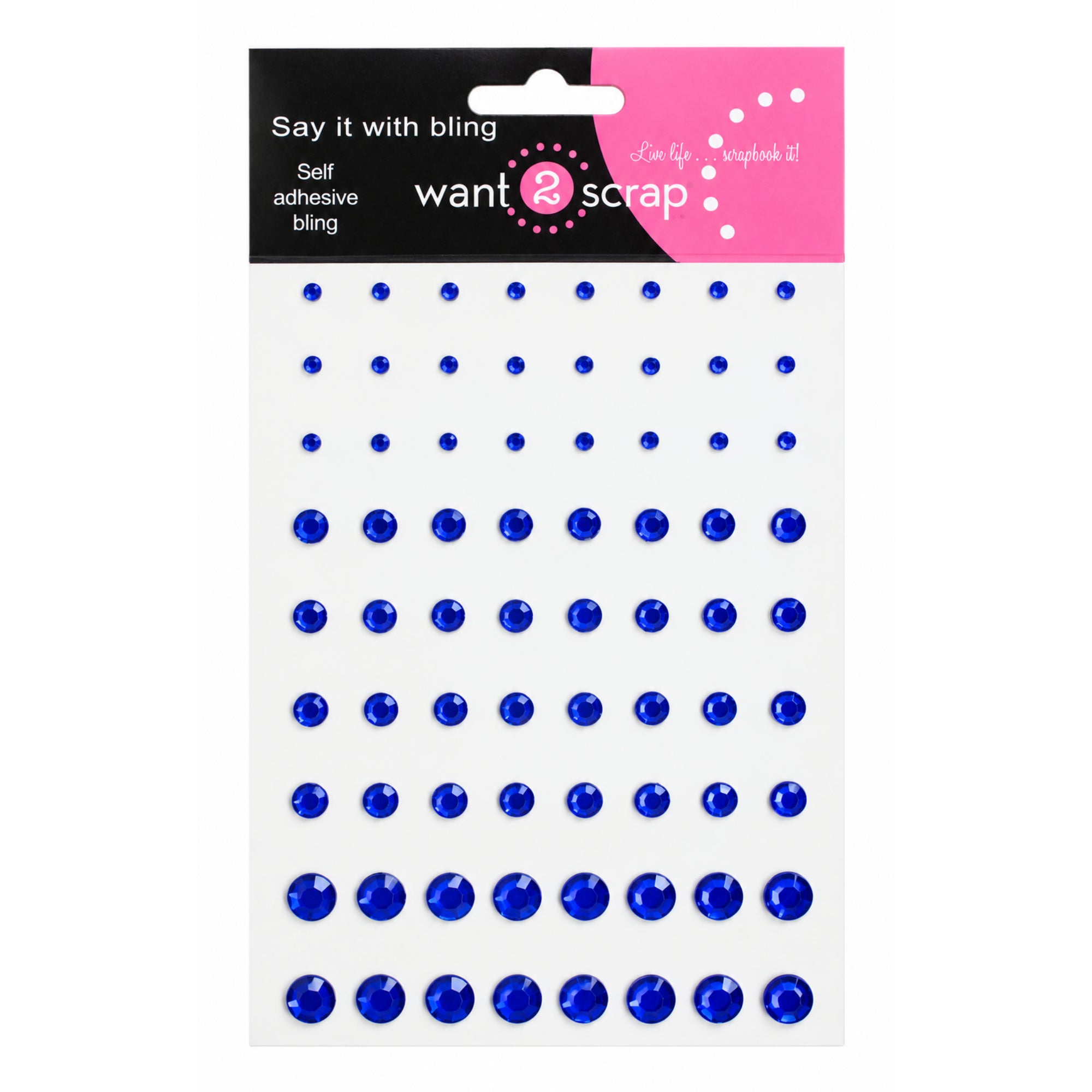 Say It With Bling Collection Royal Blue Rhinestone Self-Adhesive Scrapbook Bling by Want 2 Scrap - 72 Count