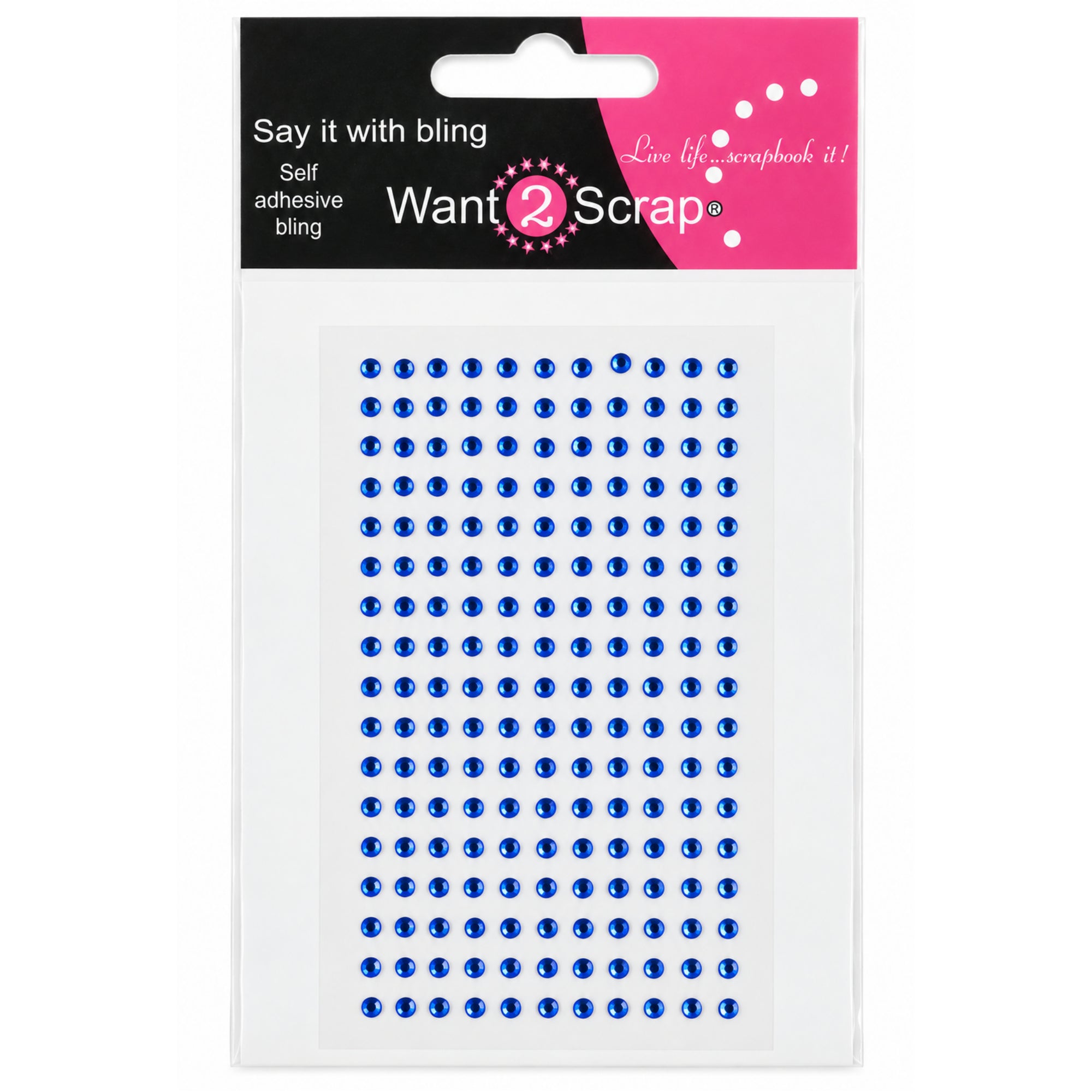 Say It With Bling Collection Self-Adhesive Teeny Tiny Royal Blue Rhinestone Scrapbook Bling by Want 2 Scrap - 176 Count