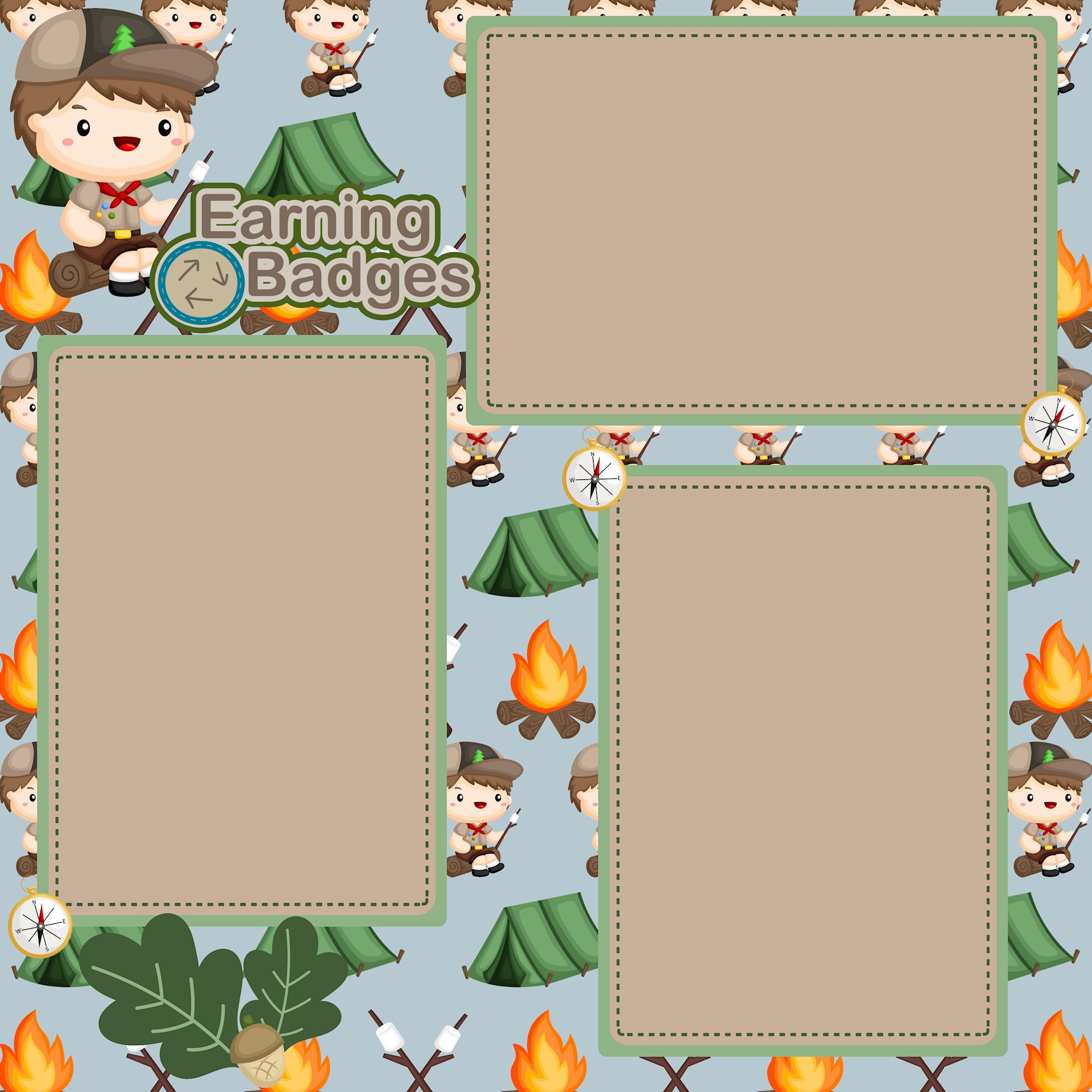 Earning My Badges (2) - 12 x 12 Premade, Printed Scrapbook Pages by SSC Designs