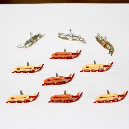 Winter Sled Sleigh Scrapbook Brads by Eyelet Outlet - Pkg. of 12