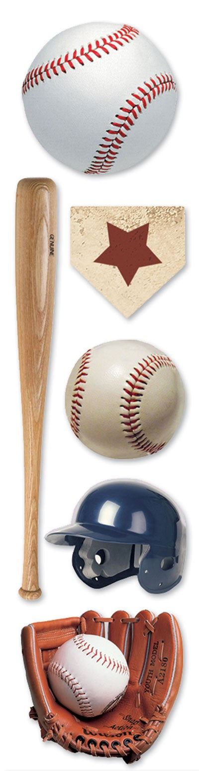 Baseball Collection Baseball Equipment 2 x 8 Glitter Scrapbook Embellishments by Paper House Productions