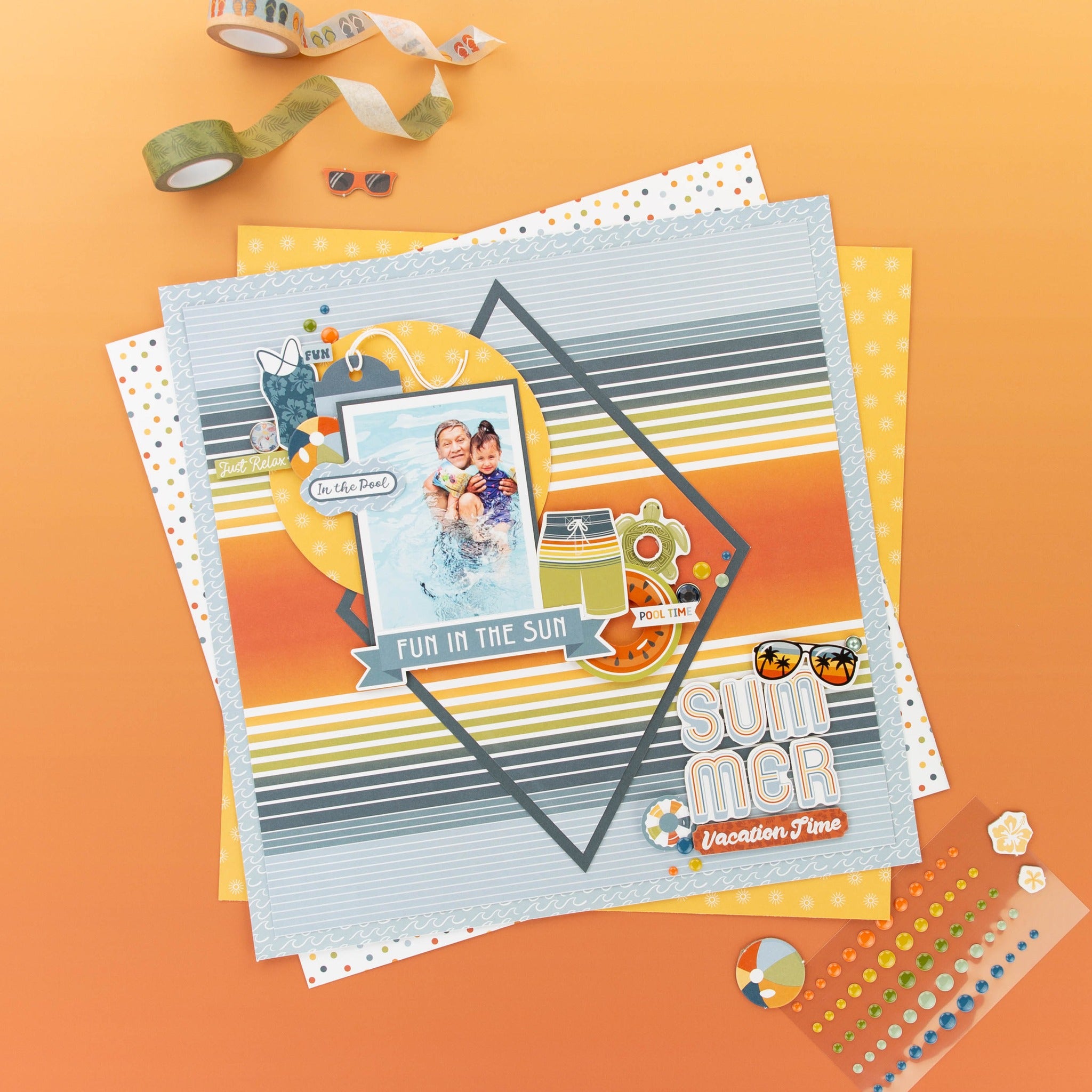 Summer Vibes Scrapbook Paper & Sticker Collection Kit by Echo Park Paper - 13 Pieces