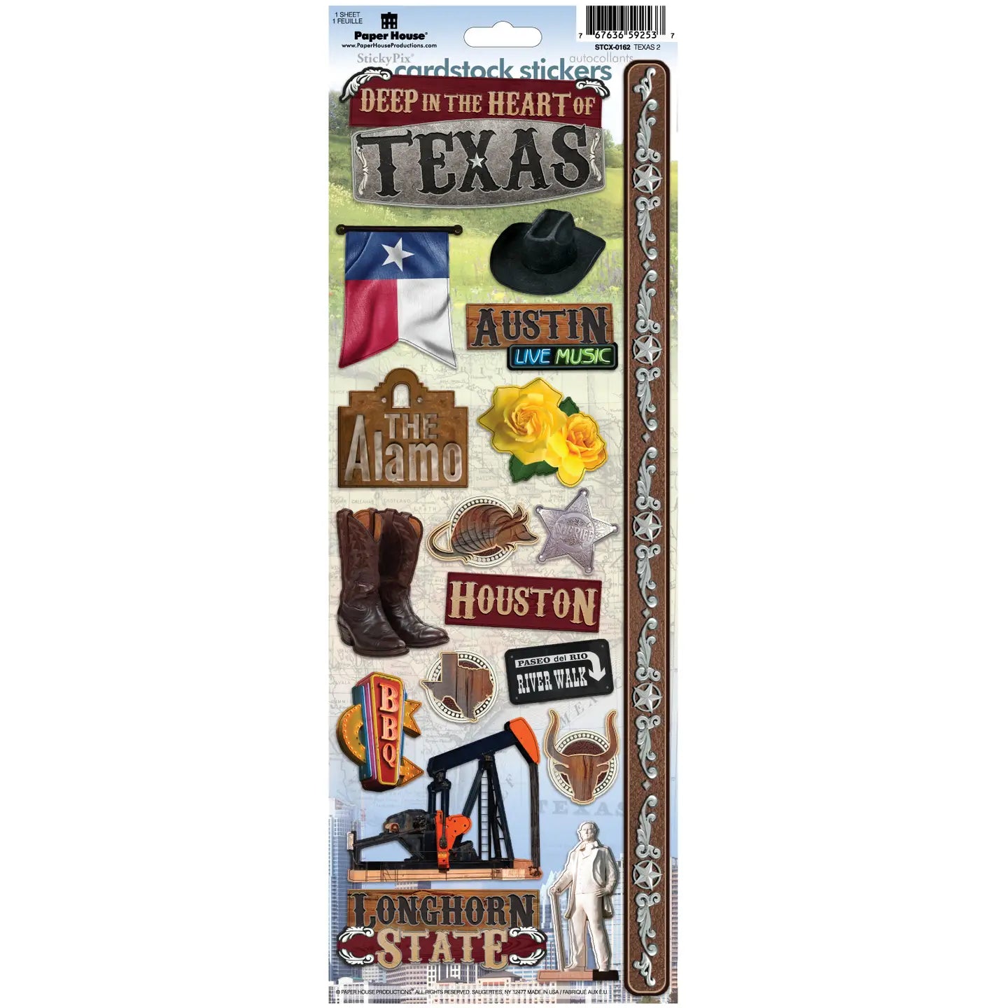 Texas Collection  4.5 x 13 Cardstock Sticker by Paper House Productions