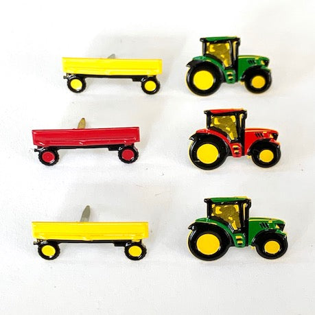 Tractor Time Collection Tractor & Wagon Scrapbook Brads by Eyelet Outlet - Pkg. of 12