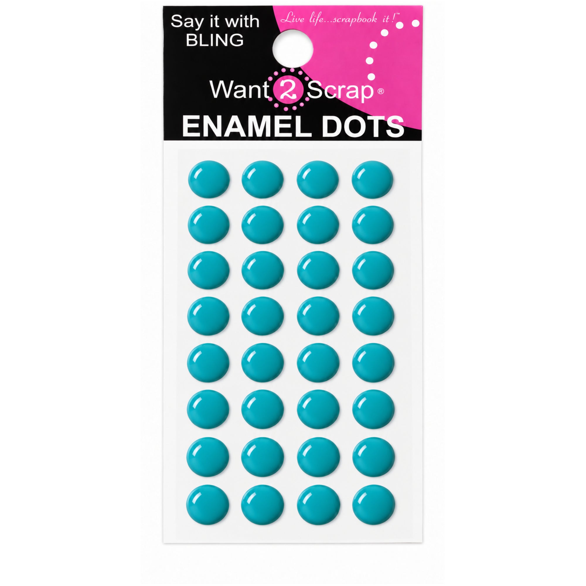 Say It With Bling Collection Turquoise Enamel Dots Self-Adhesive Scrapbook Bling by Want 2 Scrap