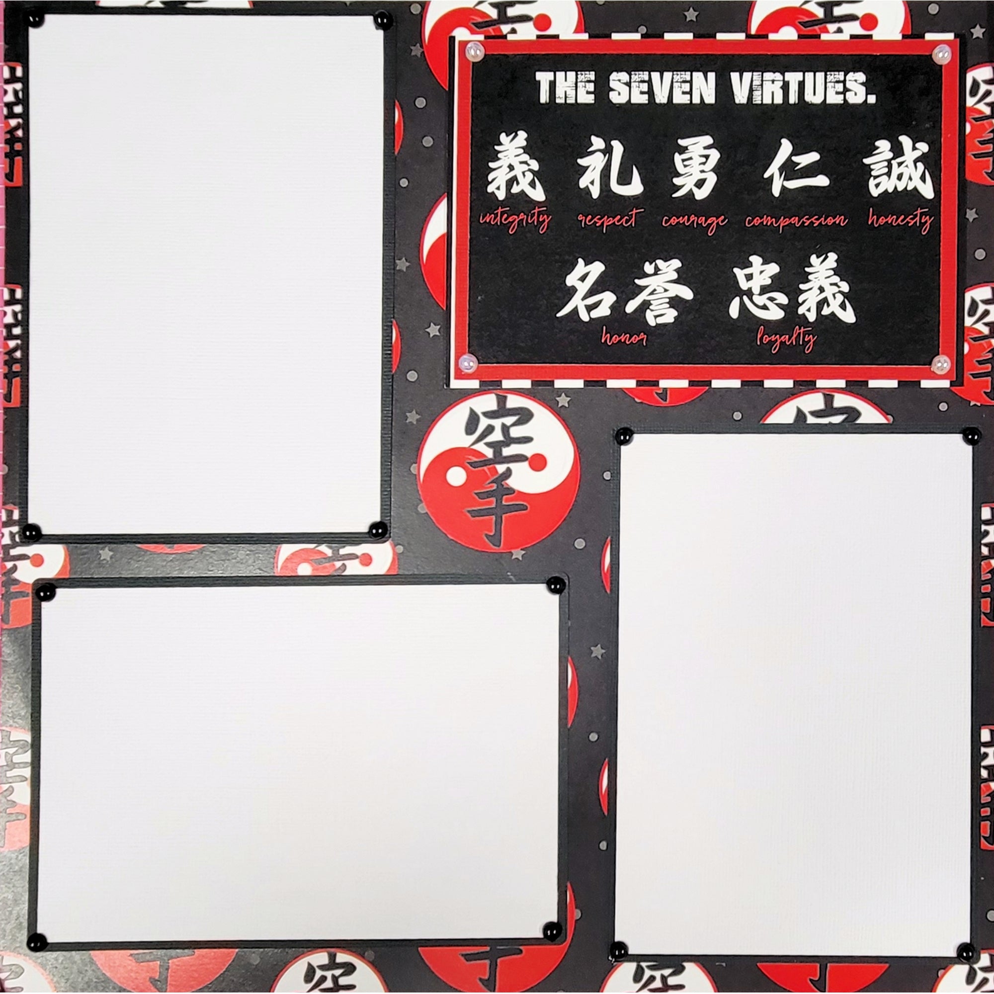 The Seven Virtues Karate (2) - 12 x 12 Pages, Fully-Assembled & Hand-Crafted 3D Scrapbook Premade by SSC Designs