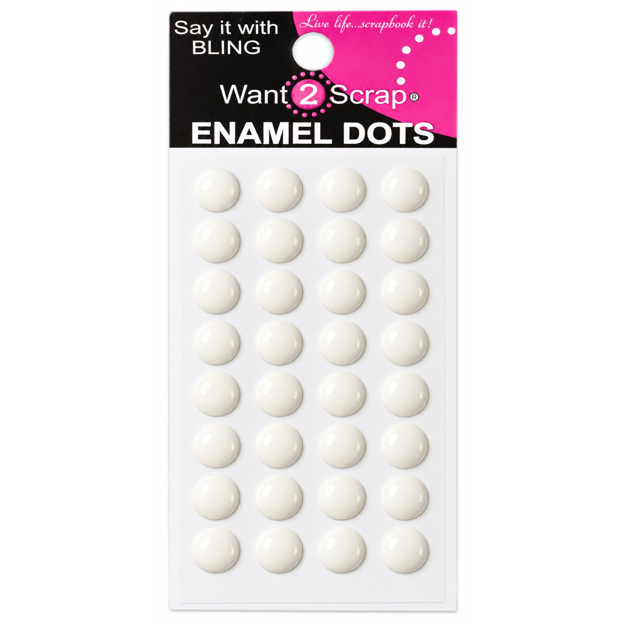 Say It With Bling Collection White Enamel Dots Self-Adhesive Scrapbook Bling by Want 2 Scrap