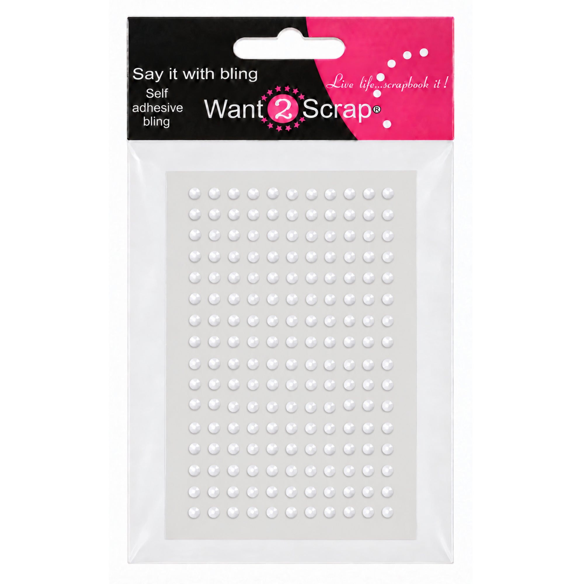 Say It With Bling Collection Self-Adhesive Teeny Tiny White Rhinestones Scrapbook Bling by Want 2 Scrap - 176 Count