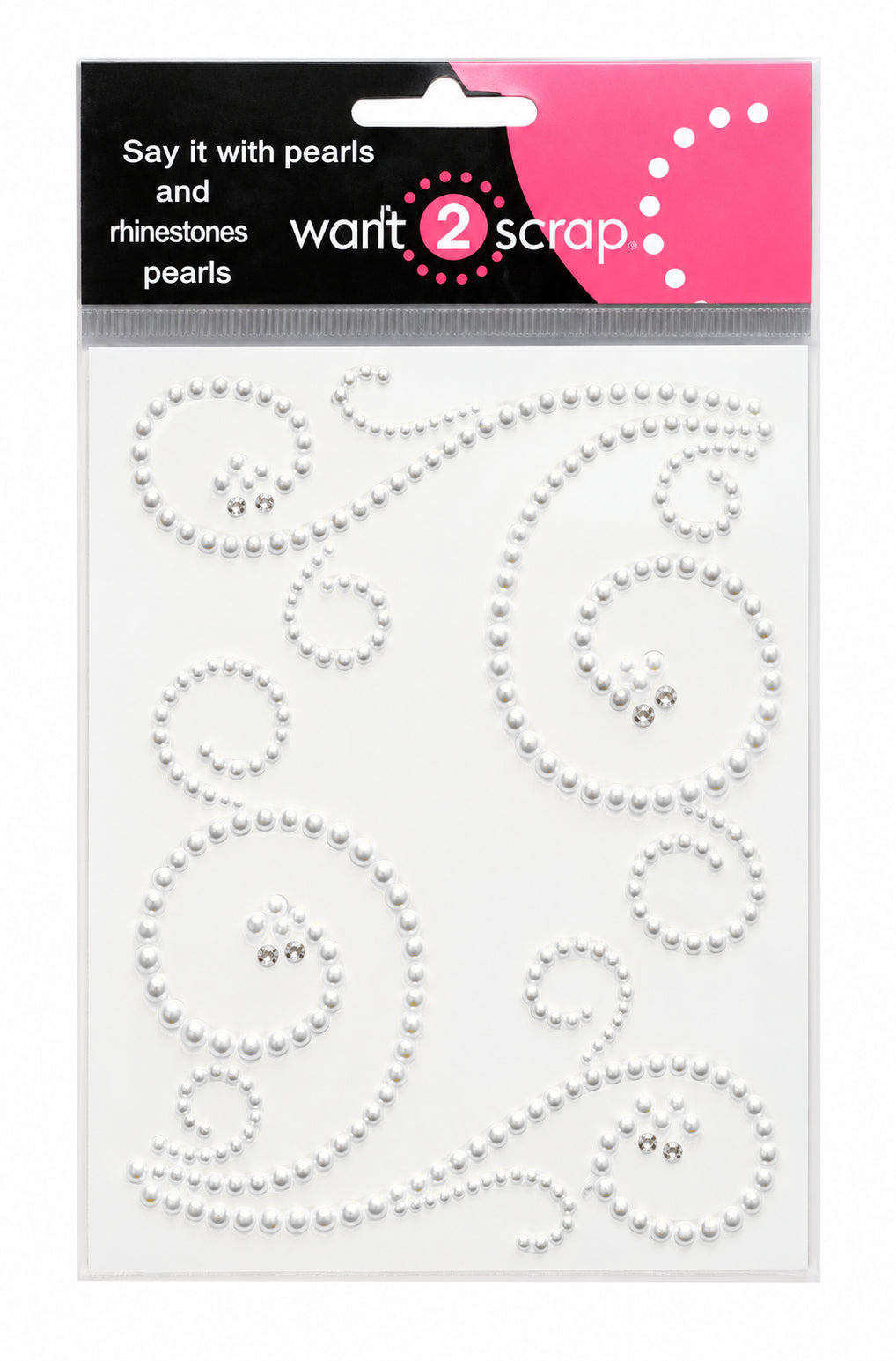 Say It With Bling Collection White Pearl Swirls Self-Adhesive Scrapbook Bling by Want 2 Scrap