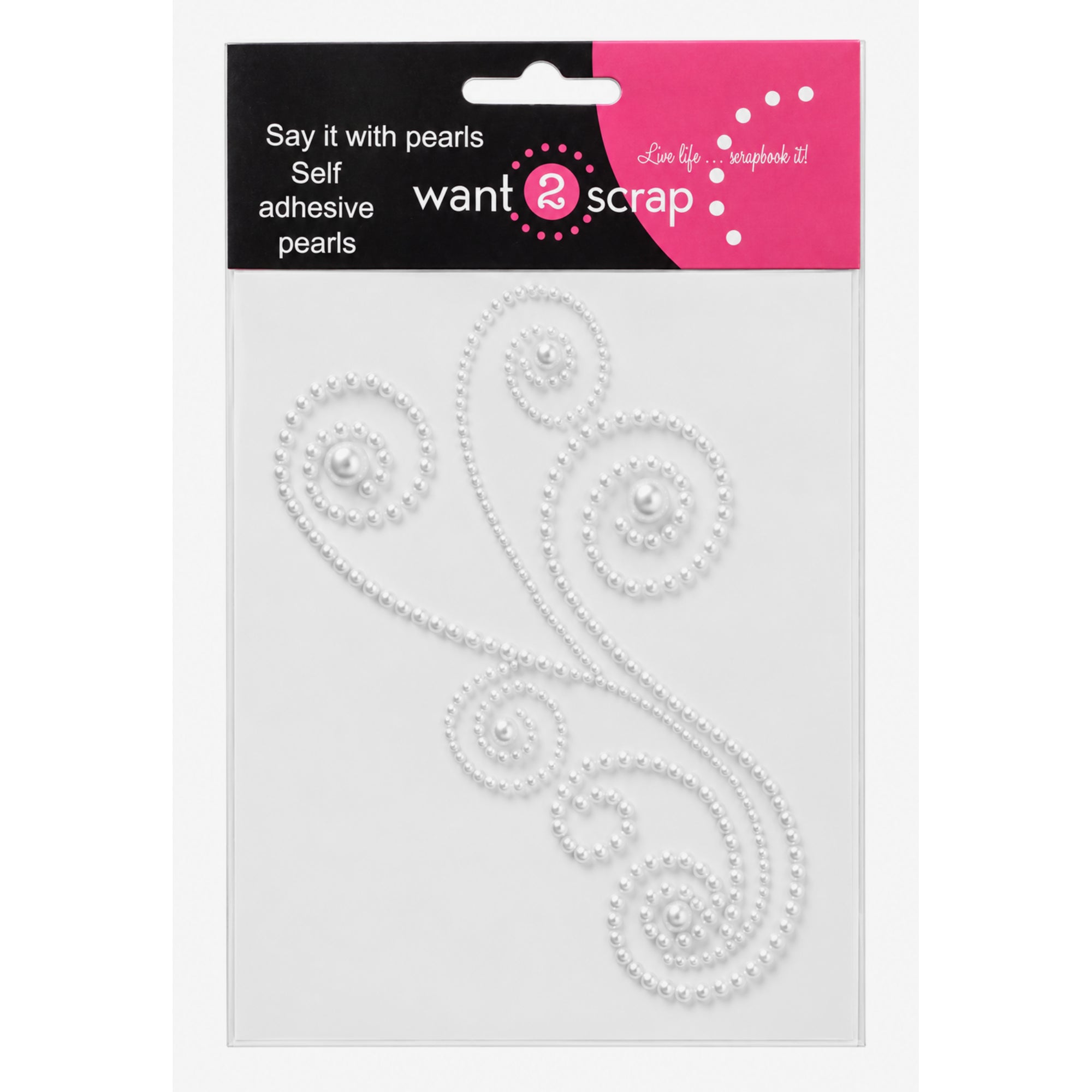 Say It With Bling Collection Maxxi Girl Swirl White Pearl 4 x 7 Scrapbook Bling by Want 2 Scrap