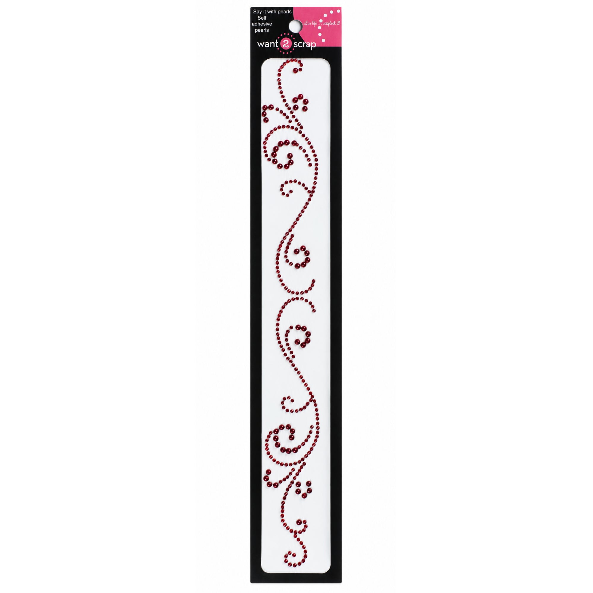 Say It With Bling Collection 2 x 11 Self-Adhesive Wild Plum Pearl Flourish Swirl Scrapbook Bling by Want 2 Scrap