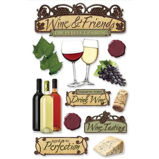 Wine Country Collection Wine & Friends 3D Scrapbook Embellishment by Paper House Productions