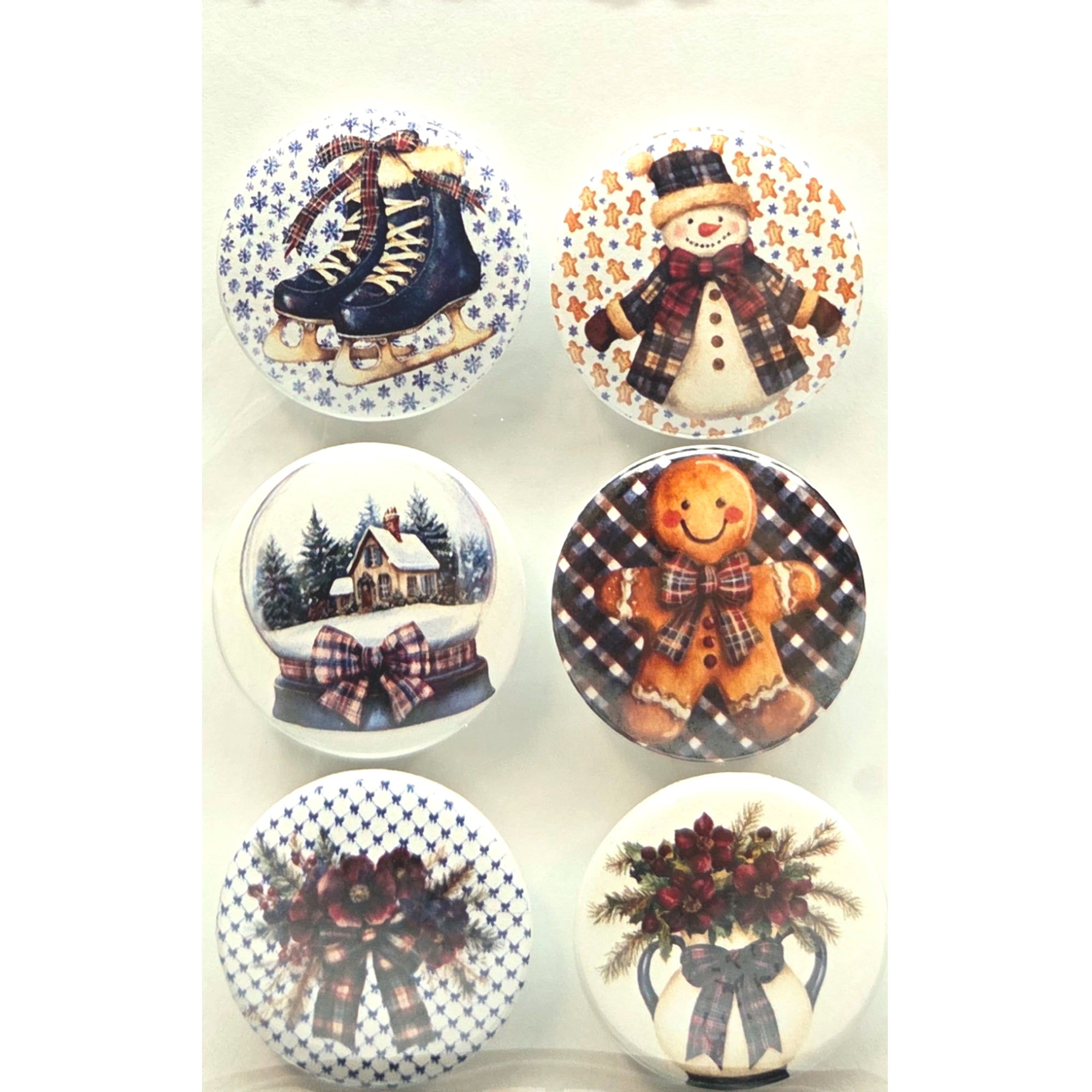 Country Winter Collection Button Bubbles 1" Self-Adhesive Scrapbook Embellishments by MH Flair & More