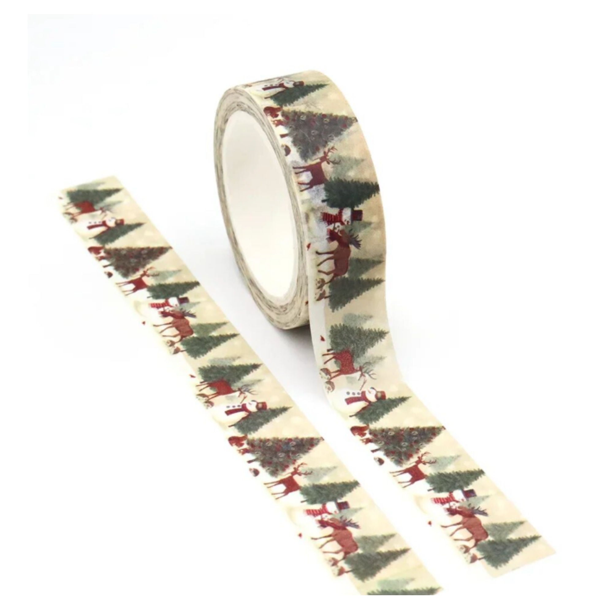 TW Collection Christmas Scene Snowman & Reindeer 15mm x 15 Feet Washi Tape by SSC Designs