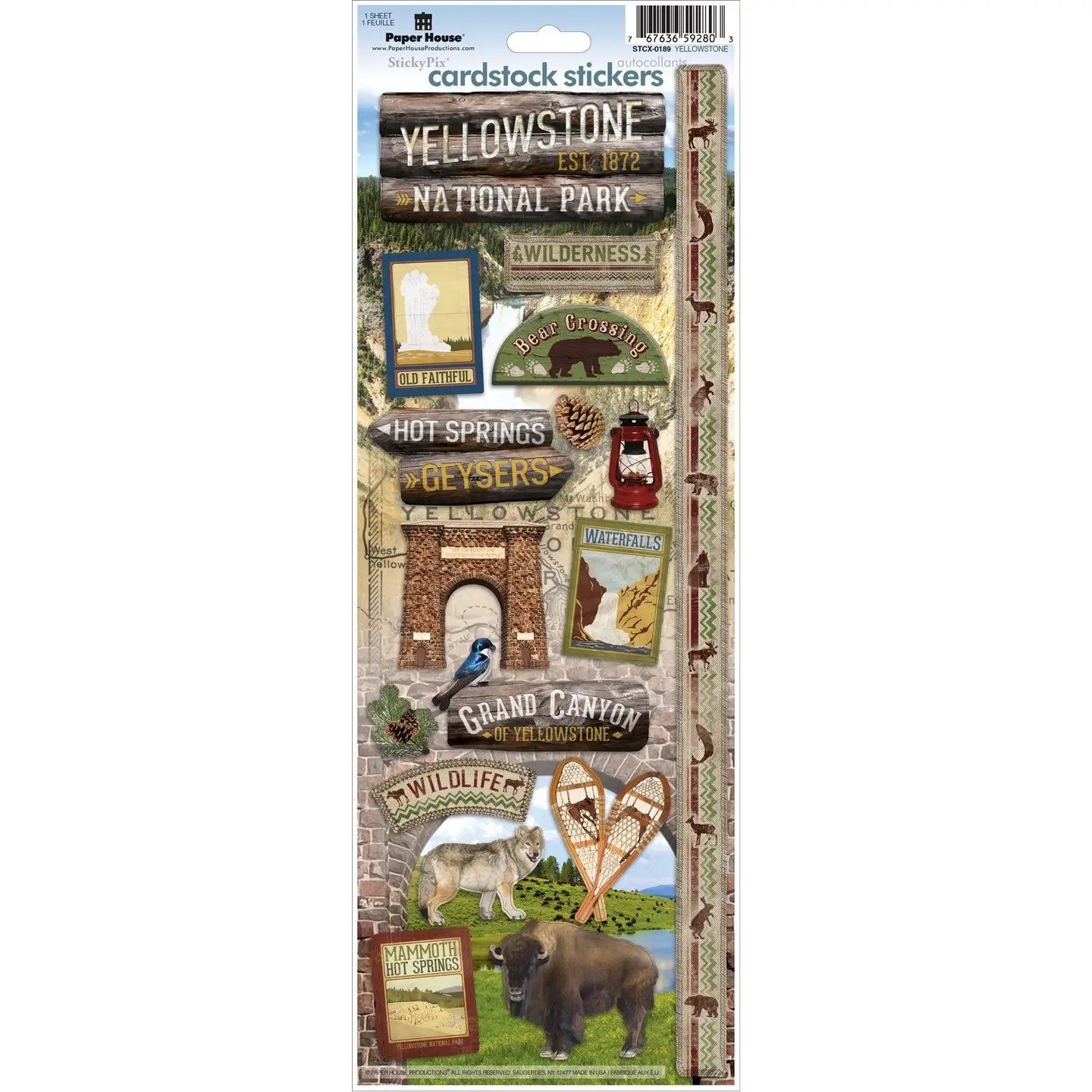 National Park Collection Yellowstone 4.5 x 13 Cardstock Sticker by Paper House Productions