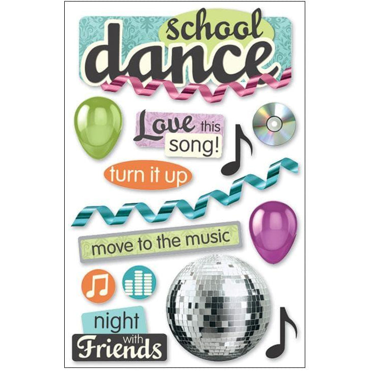 School Collection School Dance 5 x 7 Glitter 3D Scrapbook Embellishment by Paper House Productions - Scrapbook Supply Companies