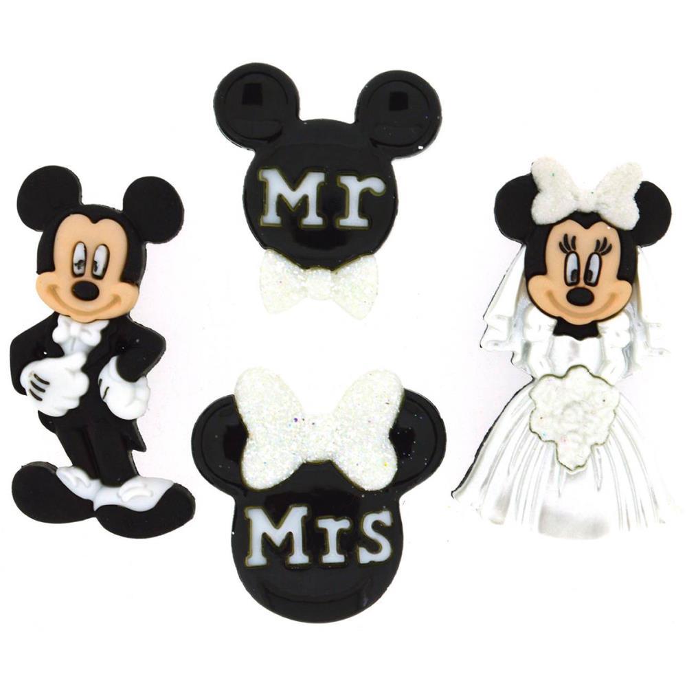 Disney Dress It Up Collection Mickey & Minnie Wedding Scrapbook Button Embellishments by Jesse James Buttons - Scrapbook Supply Companies