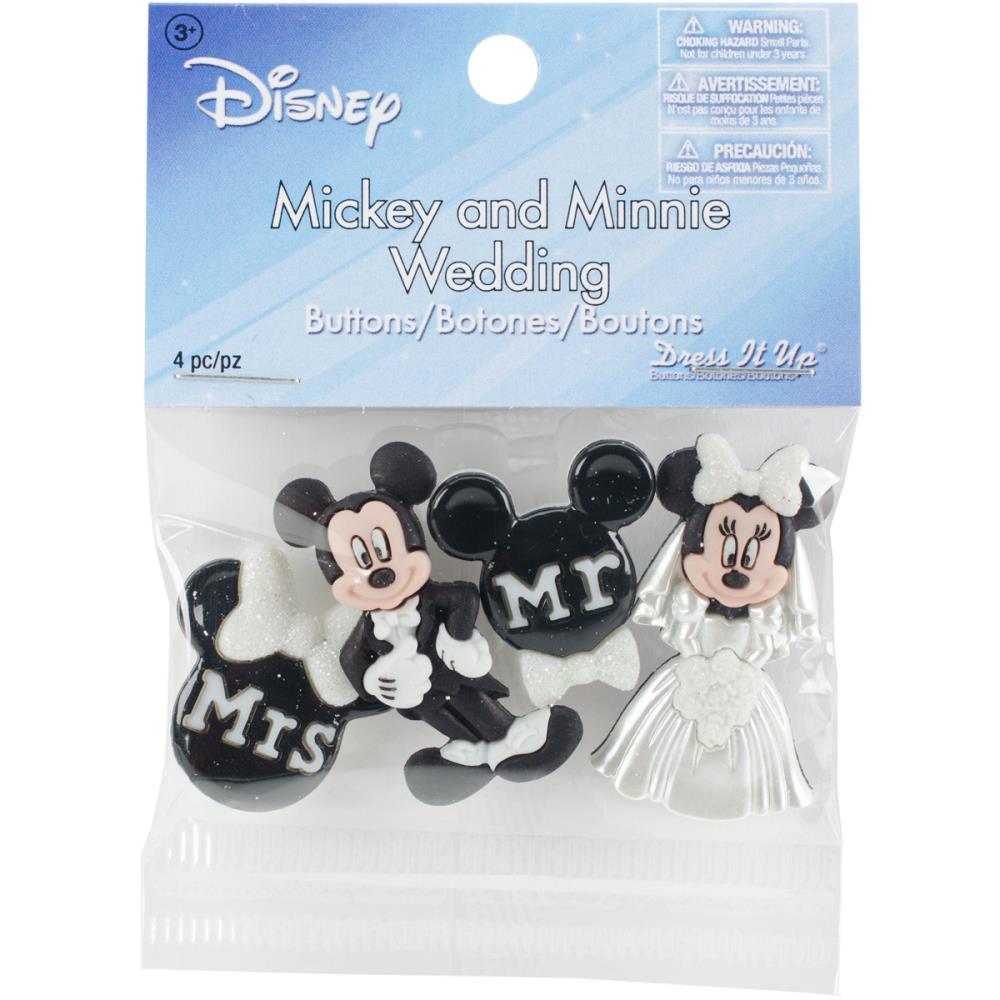 Disney Dress It Up Collection Mickey & Minnie Wedding Scrapbook Button Embellishments by Jesse James Buttons - Scrapbook Supply Companies