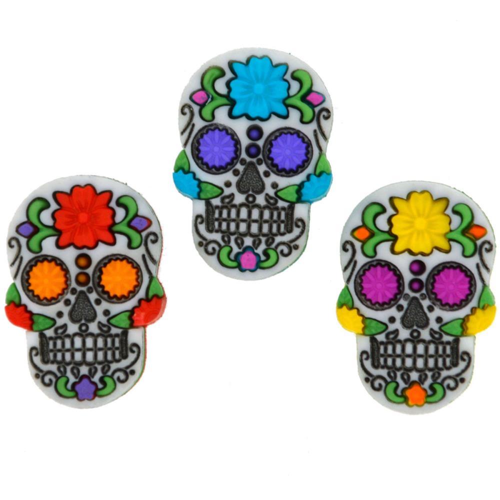Dress It Up Collection Day of the Dead Sugar Skulls Scrapbook Buttons by Jesse James Buttons - Scrapbook Supply Companies