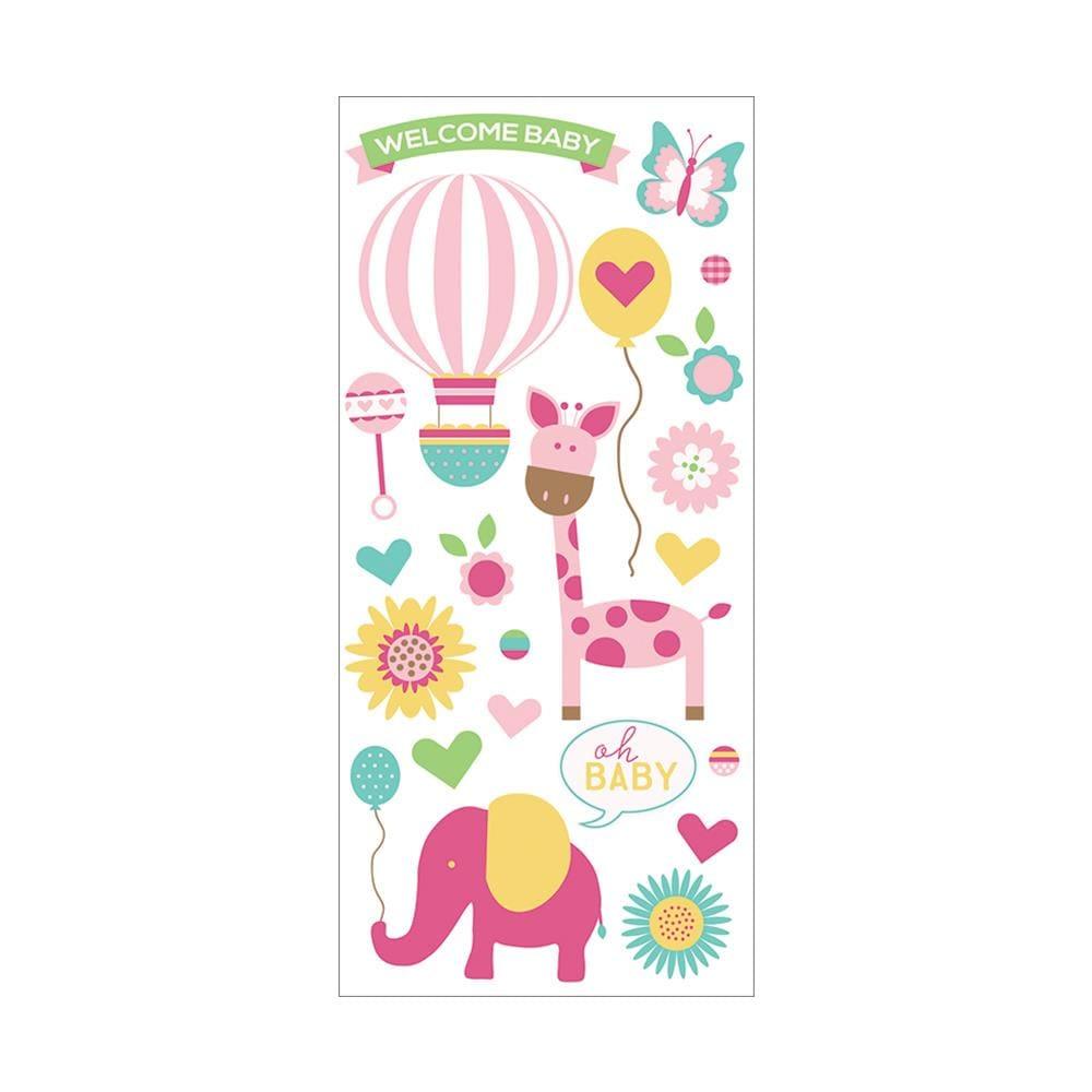 Hello Baby Collection Pink Girl 3 x 6 Puffy Scrapbook Sticker Embellishment by Paper House Productions - Scrapbook Supply Companies