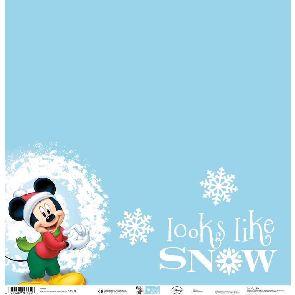 Disney Holiday Collection Mickey Mouse Looks Like Snow 12 x 12 Scrapbook Paper by Sandylion