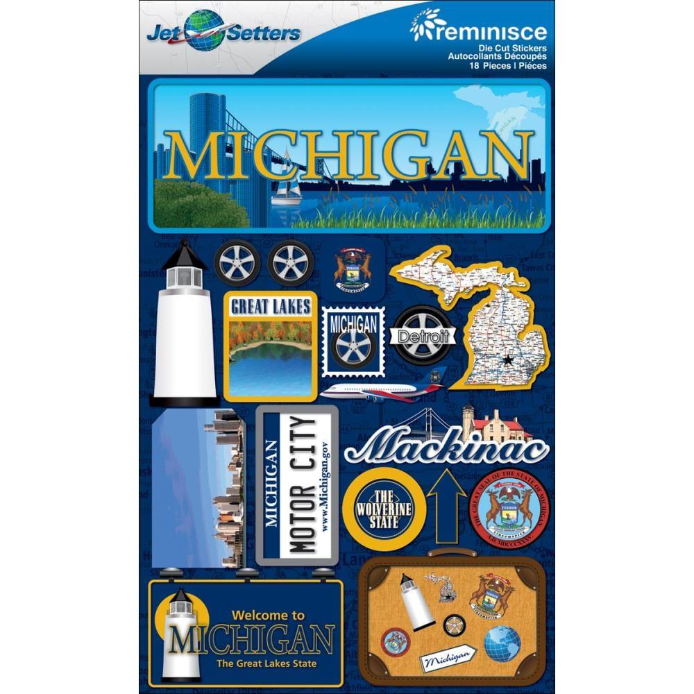 Jetsetters Collection Michigan 5 x 7 Scrapbook Embellishment by Reminisce - Scrapbook Supply Companies