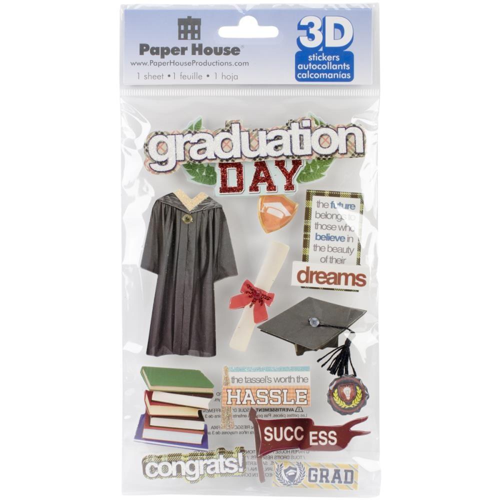 School Collection Graduation Day 5 x 7 Glitter 3D Scrapbook Embellishment by Paper House Productions - Scrapbook Supply Companies