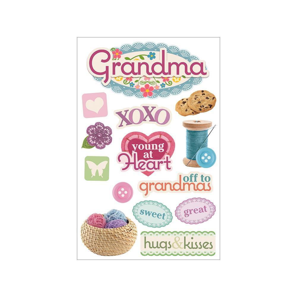 Family Collection Grandma 5 x 7 Glitter & Foil 3D Scrapbook Embellishment by Paper House Productions - Scrapbook Supply Companies