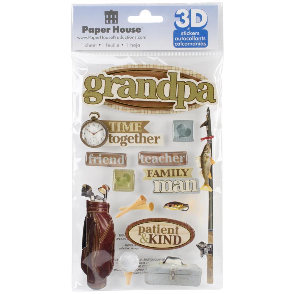 Family Collection Grandpa 5 x 7 Glitter & Foil 3D Scrapbook Embellishment by Paper House Productions - Scrapbook Supply Companies
