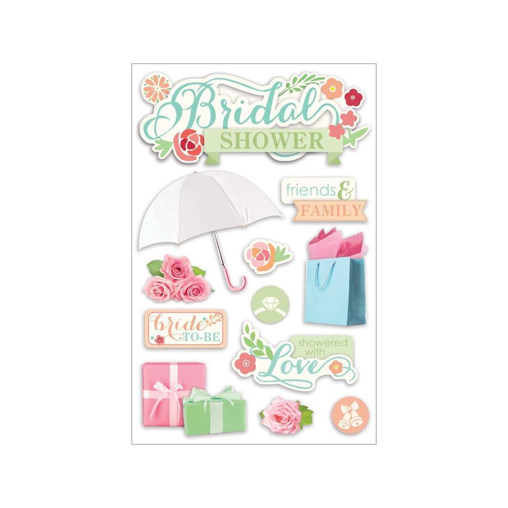 Wedding Day Collection Bridal Shower 5 x 7 Glitter 3D Scrapbook Embellishment by Paper House Productions - Scrapbook Supply Companies