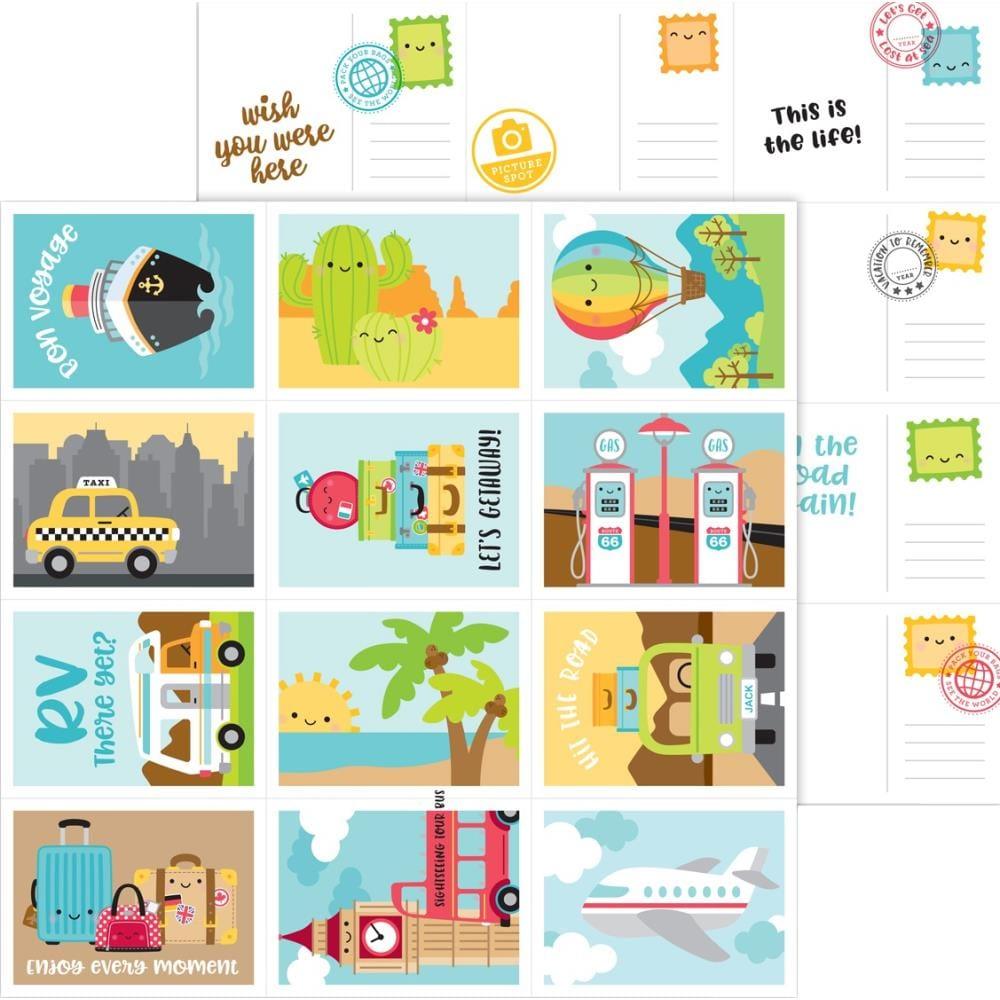 I Heart Travel Collection Wish You Were Here 12 x 12 Double-Sided Scrapbook Paper by Doodlebug Design