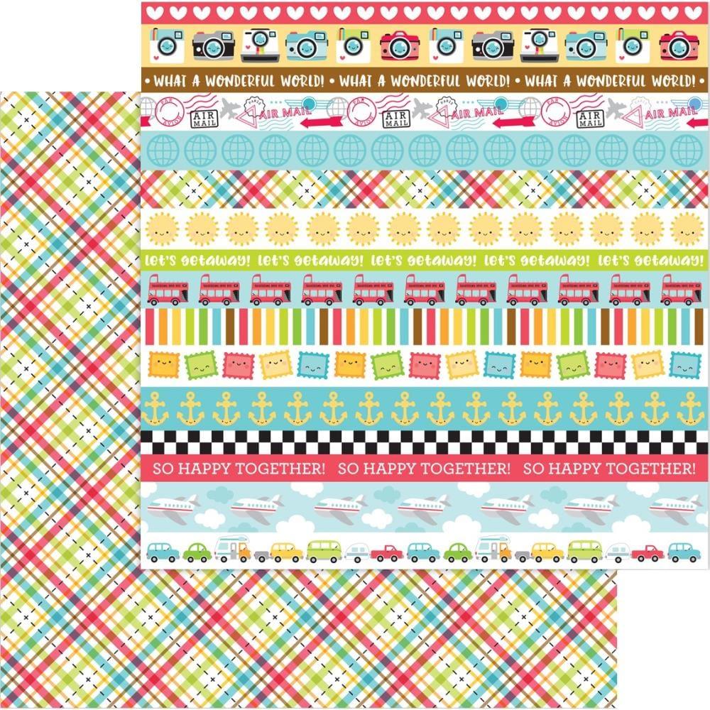 I Heart Travel Collection Plaid To Be Here 12 x 12 Double-Sided Scrapbook Paper by Doodlebug Design - Scrapbook Supply Companies