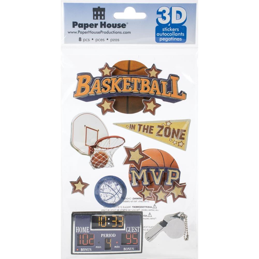 Sports Collection Basketball 5 x 7 Glitter & Foil 3D Scrapbook Embellishment by Paper House Productions - Scrapbook Supply Companies