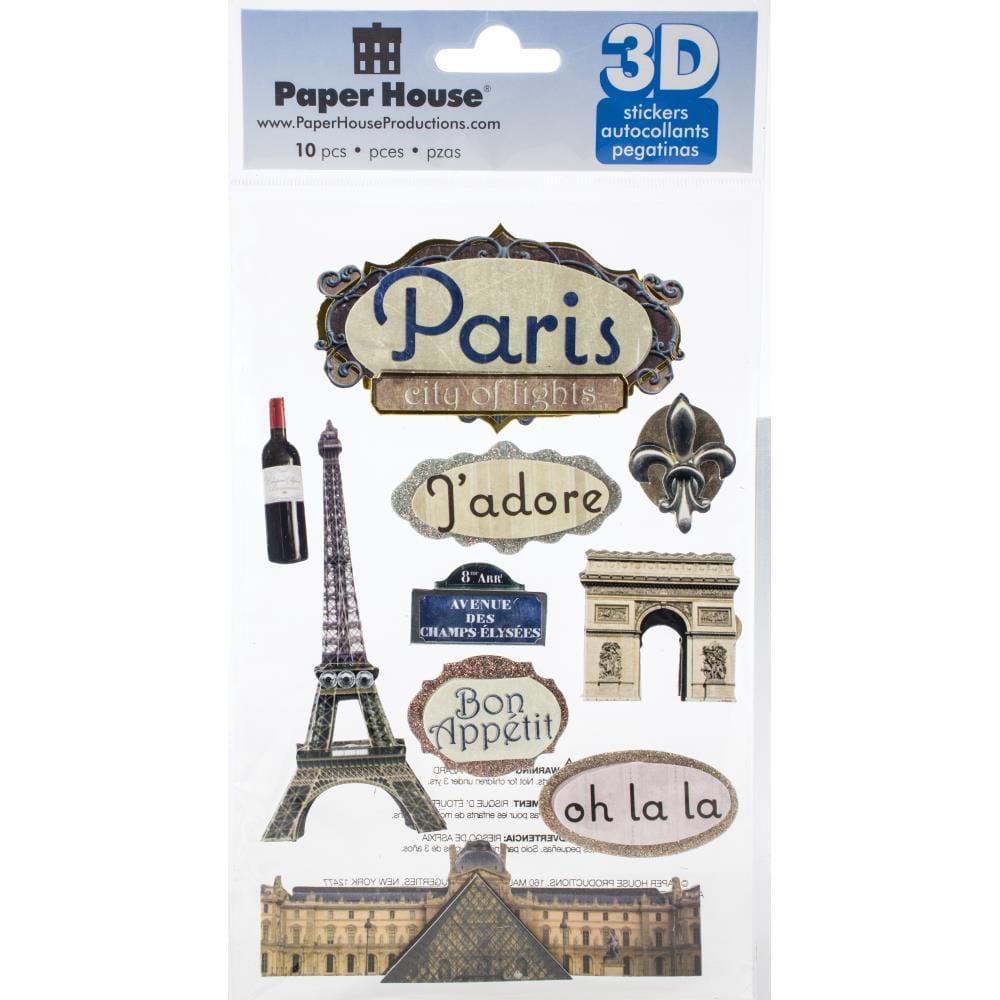 Travel Collection Paris, France 5 x 7 Glitter 3D Scrapbook Embellishment by Paper House Productions - Scrapbook Supply Companies