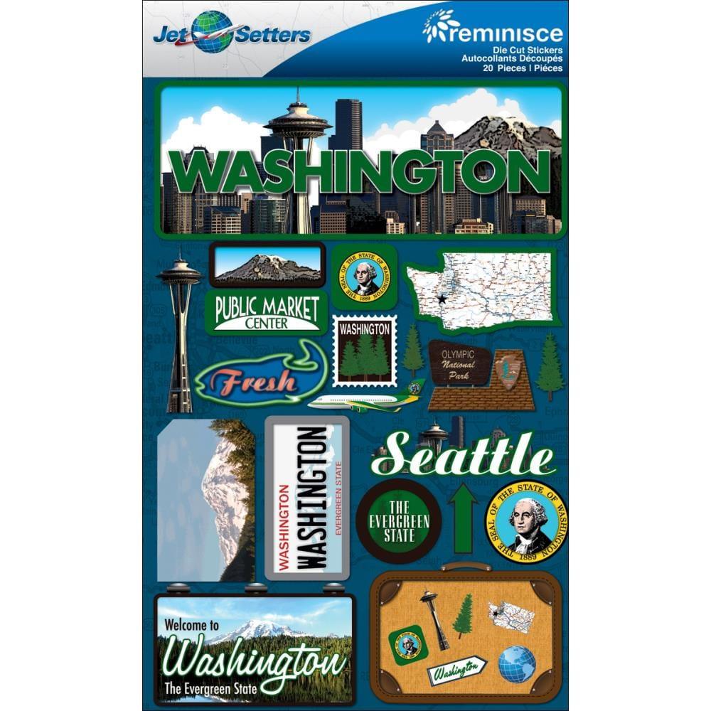 Jetsetters Collection Washington 5 x 7 State Scrapbook Embellishment by Reminisce - Scrapbook Supply Companies
