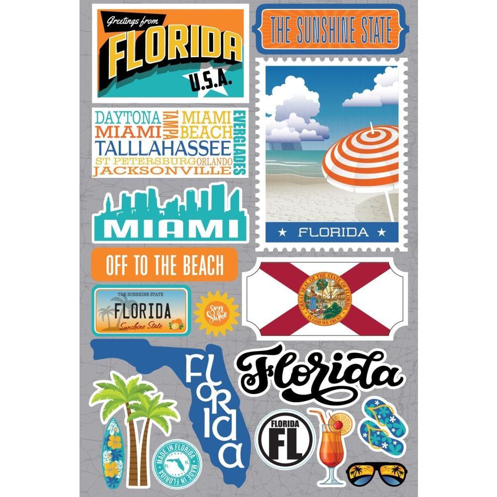 Jetsetters 3 Collection Florida 5 x 7 Scrapbook Embellishment by Reminisce - Scrapbook Supply Companies