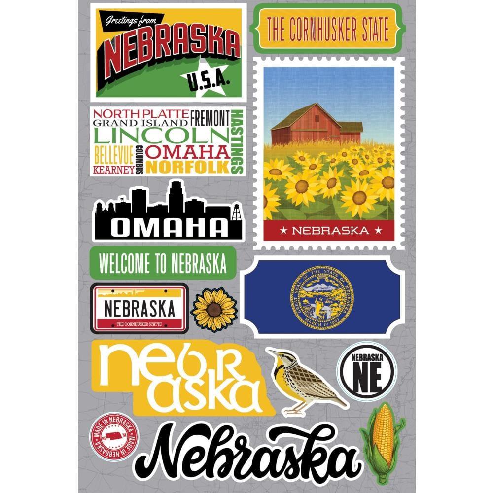 Jetsetters 3 Collection Nebraska 5 x 7 Scrapbook Embellishment by Reminisce - Scrapbook Supply Companies